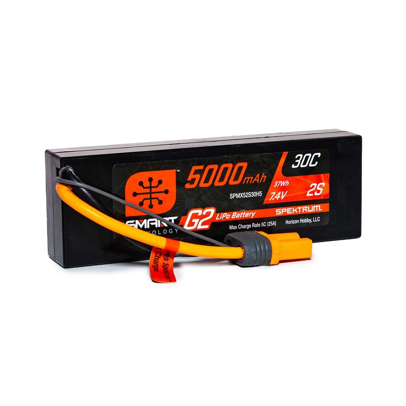7.4V 5000mAh 2S 30C Smart G2 Hardcase LiPo Battery IC5 - SPMX52S30H5
