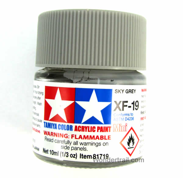 TAM81719 Mini XF-19 Flat Sky Gray Acrylic 10ml (1/3oz) Bottle Hobby Paint Tamiya