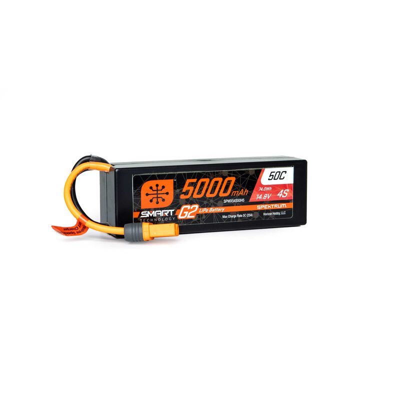14.8V 5000mAh 4S 50C Smart G2 Hardcase LiPo Battery IC5 - SPMX54S50H5