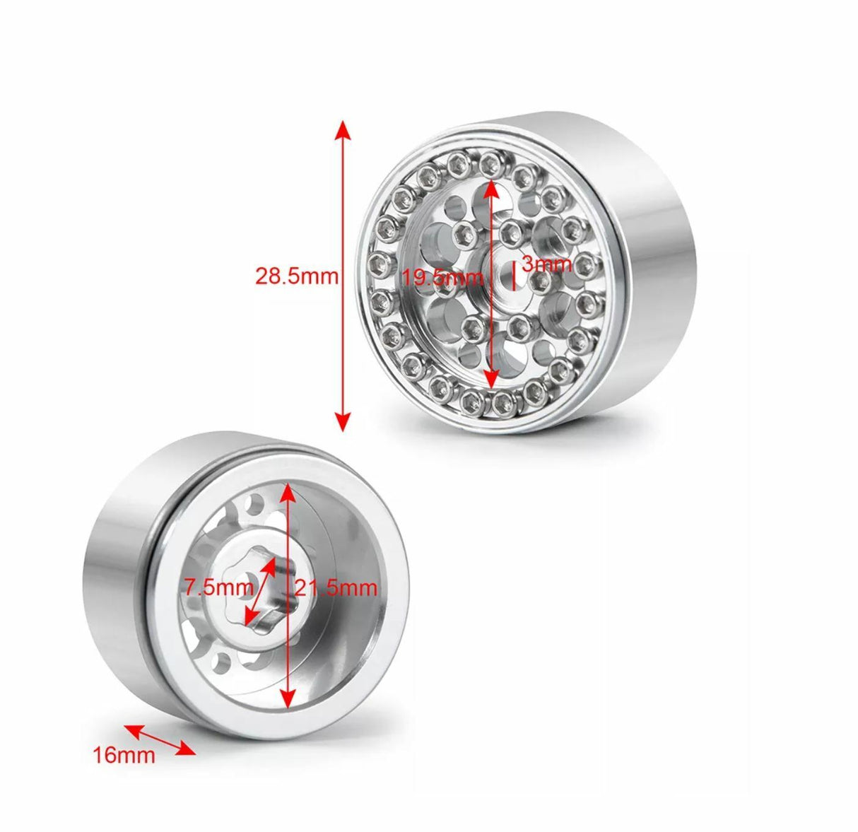 Axial SCX24 Aluminum Beadlock Rims Titanium Black - TRC-112