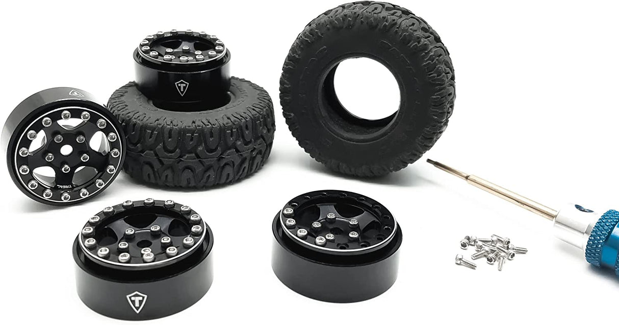 Axial SCX24 Aluminum Beadlock Rims Black - TRC-137