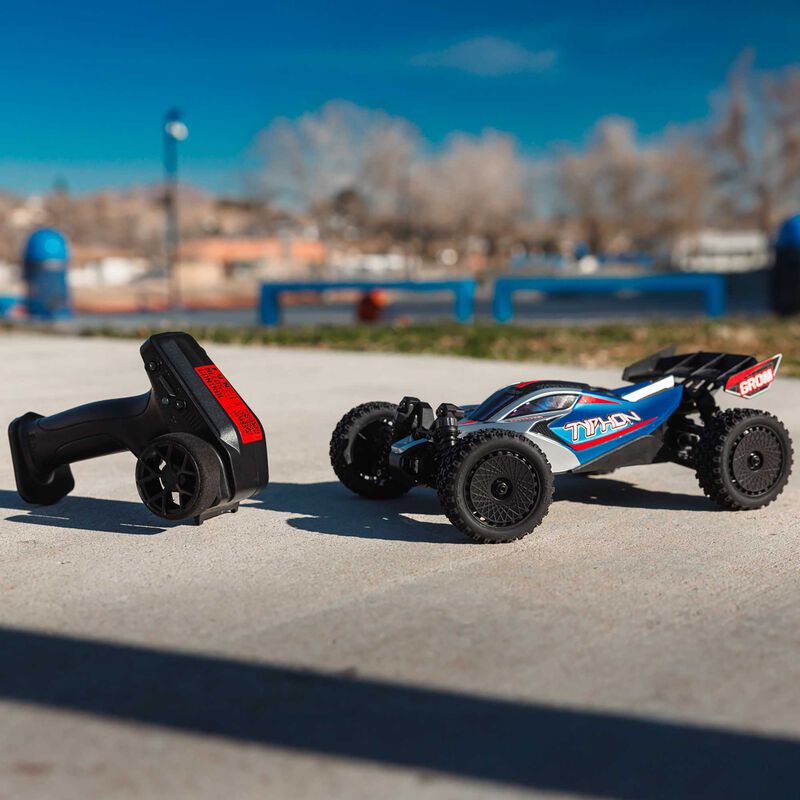 TYPHON GROM MEGA 380 Brushed 4X4 Small Scale Buggy RTR with Battery & Charger, Blue/Silver