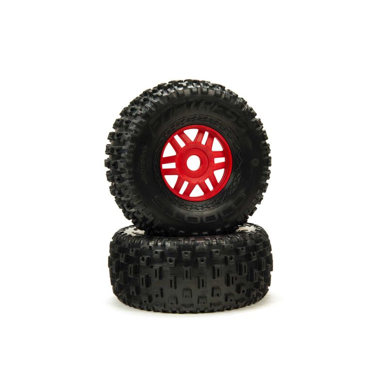 1/8 dBoots Fortress Front/Rear 2.4/3.3 Pre-Mounted Tires 17mm Hex Red (2) - ARA550065