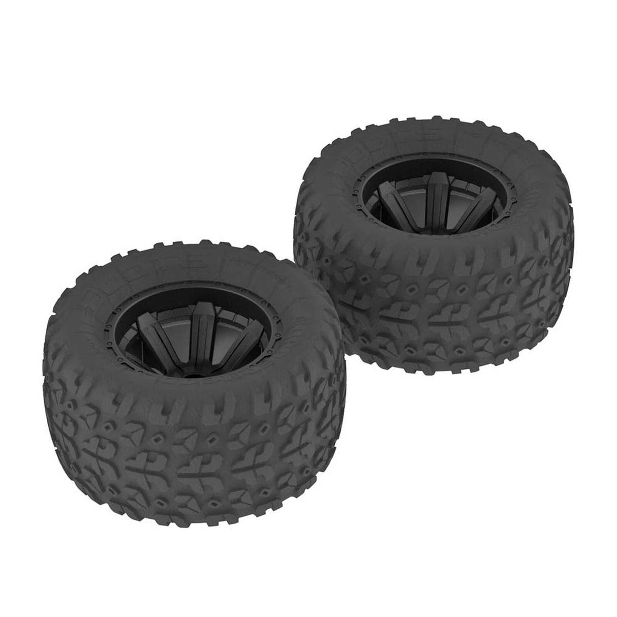 ARRMA 1/10 Copperhead MT Front/Rear Pre-Mounted Tires, 12mm Hex, Black (2) - ARAC9611