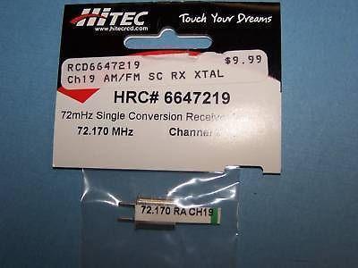HITEC 72mHz SINGLE CONVERSION RECEIVER CRYSTAL (72.170 MHz) CH. 19 #6647219