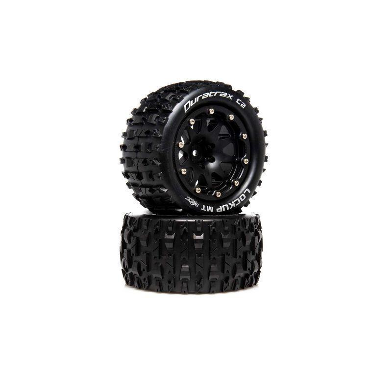 Lockup MT Belted 2.8" 2WD Mounted Rear Tires, .5 Offset, Black (2)