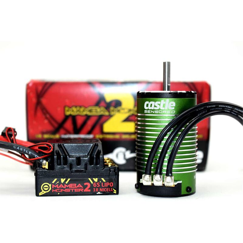 Castle 1/8 Mamba Monster 2 Waterproof ESC/2200Kv Sensored Brushless Motor Combo: 6.5mm Bullet - CSE010010803