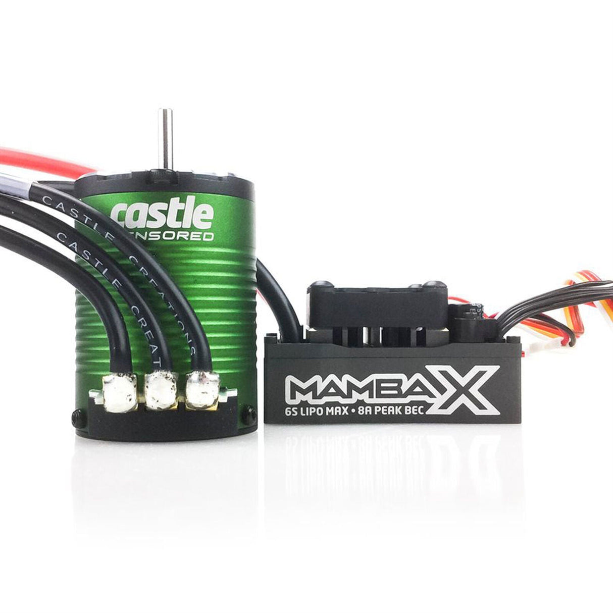 Castle 1/10 Mamba X Waterproof ESC/1406-4600Kv Sensored Brushless Motor Combo: 4mm Bullet - CSE010015501