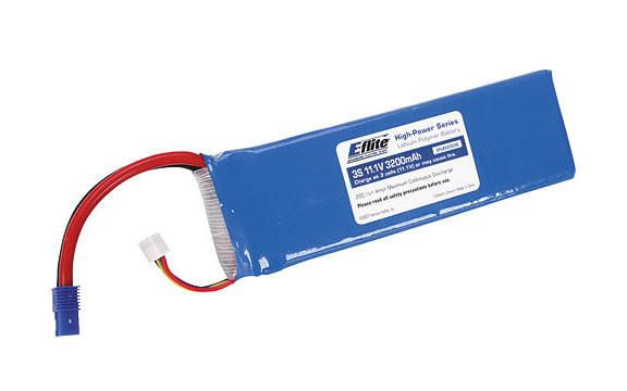 3200mAh 3S 11.1V 20C LiPo, 13AWG EC3 by E-flite