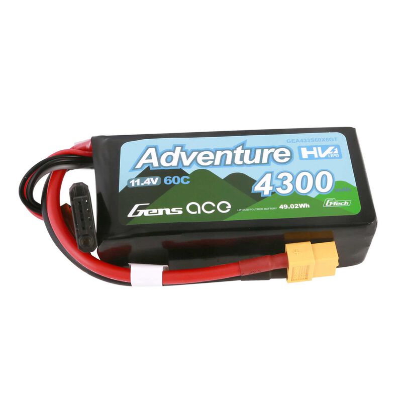 11.4V 4300mAh 3S 60C G-Tech Smart Lipo Battery: XT60 - GEA433S60X6GT