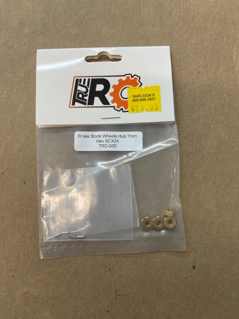 Brass stock wheels hub 7mm Hex SCx24 TRC-020