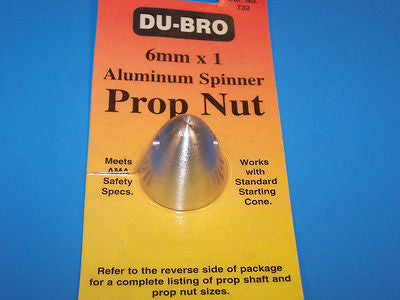 DUBRO 6MM X 1 ALUMINUM SPINNER PROP NUT #732