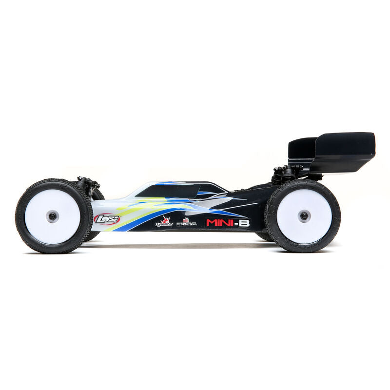 1/16 Mini-B 2WD Buggy Brushed RTR, Black/White - LOS01016T2