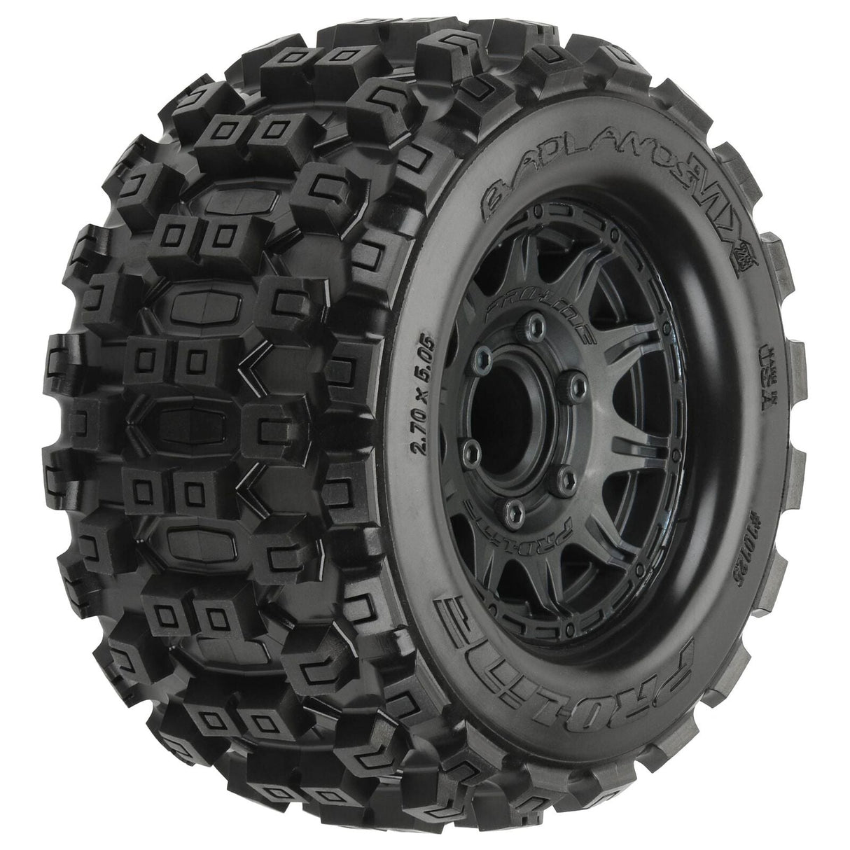 1/10 Badlands MX28 Fr/Rr 2.8" MT Tires Mounted 12mm Blk Raid (2) - PRO1012510