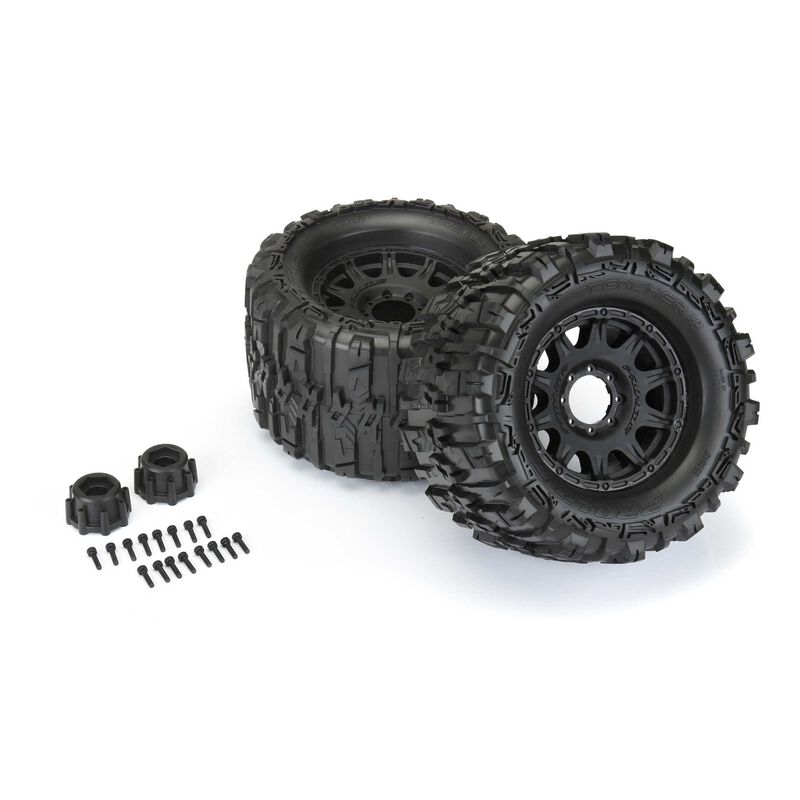 1/8 Trencher HP BELTED F/R 3.8" MT Tires Mounted 17mm Blk Raid (2) - PRO1015510