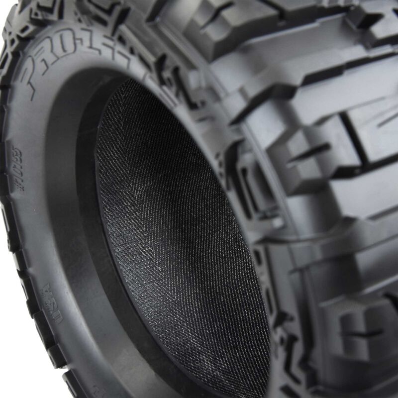 1/8 Trencher HP BELTED F/R 3.8" MT Tires Mounted 17mm Blk Raid (2) - PRO1015510