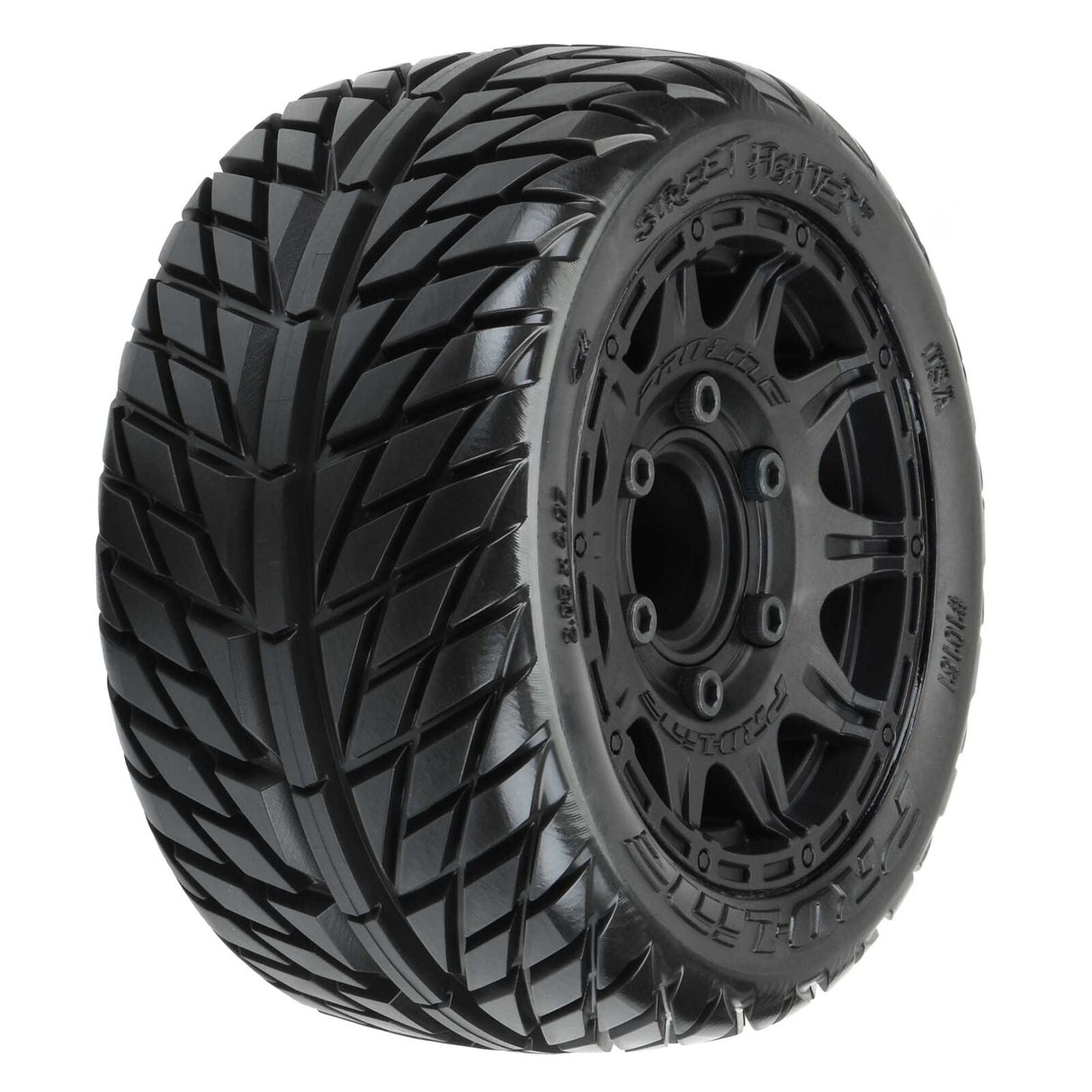 1/10 Street Fighter LP Fr/Rr 2.8" MT Tires Mounted 12mm Blk Raid (2) - PRO1016110