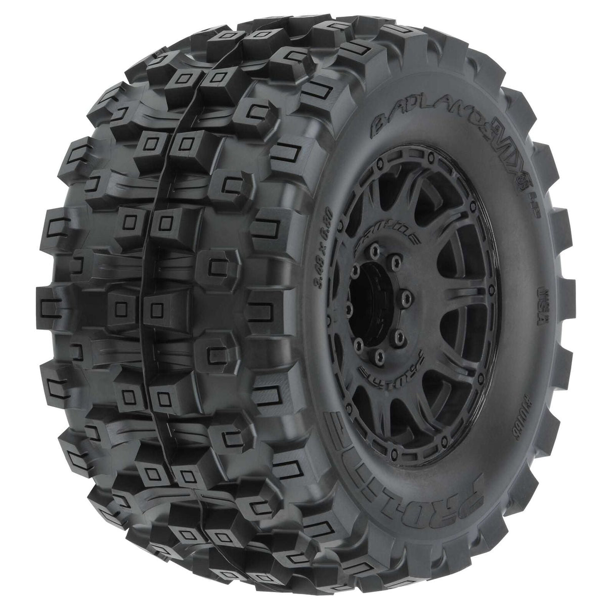 1/8 Badlands MX38 HP BELTED F/R 3.8" MT Mounted 17mm Blk Raid (2) - PRO1016610