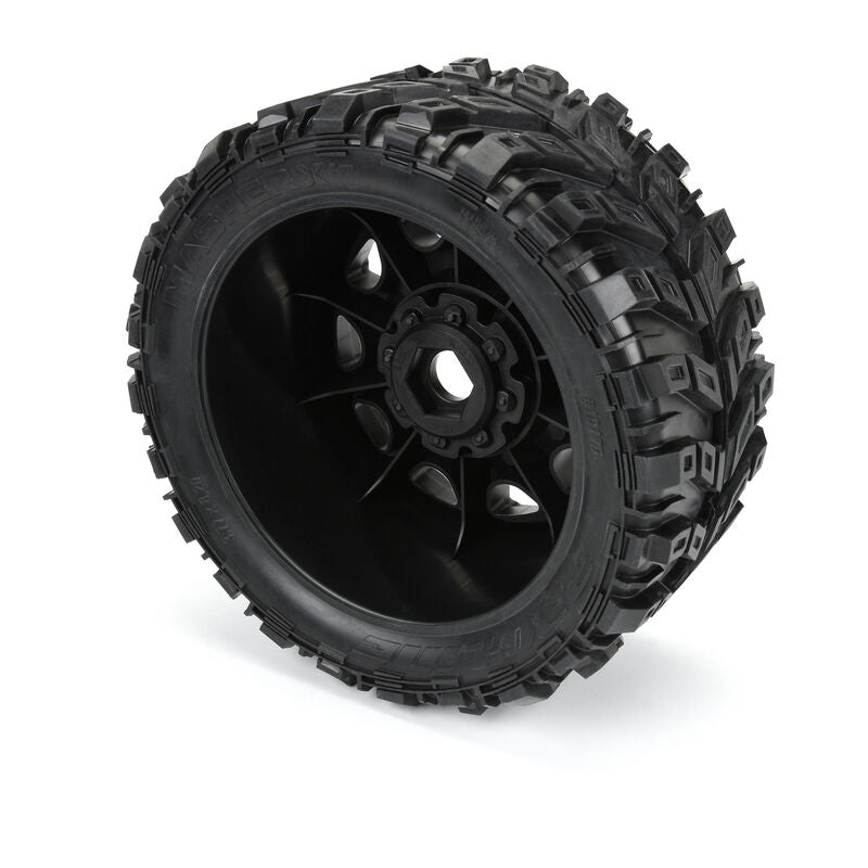 1/6 Masher X HP BELTED F/R 5.7” Tires MTD 24mm Blk Raid 8x48 Hex (2) - PRO1017611