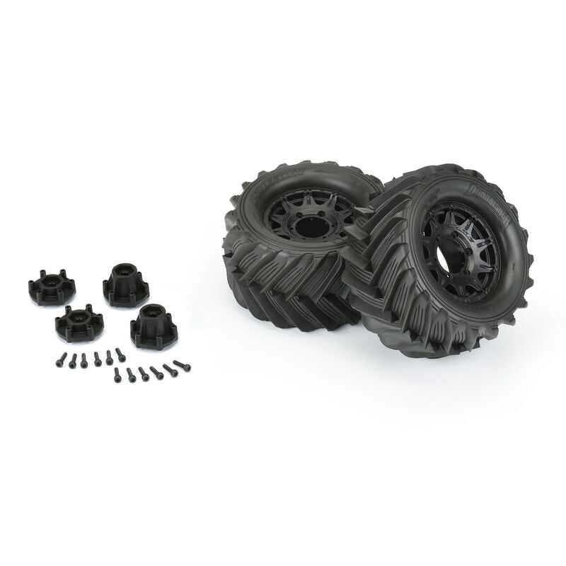 1/10 Demolisher Front/Rear 2.8" MT Tires Mounted 12mm Blk Raid (2) - PRO1019610