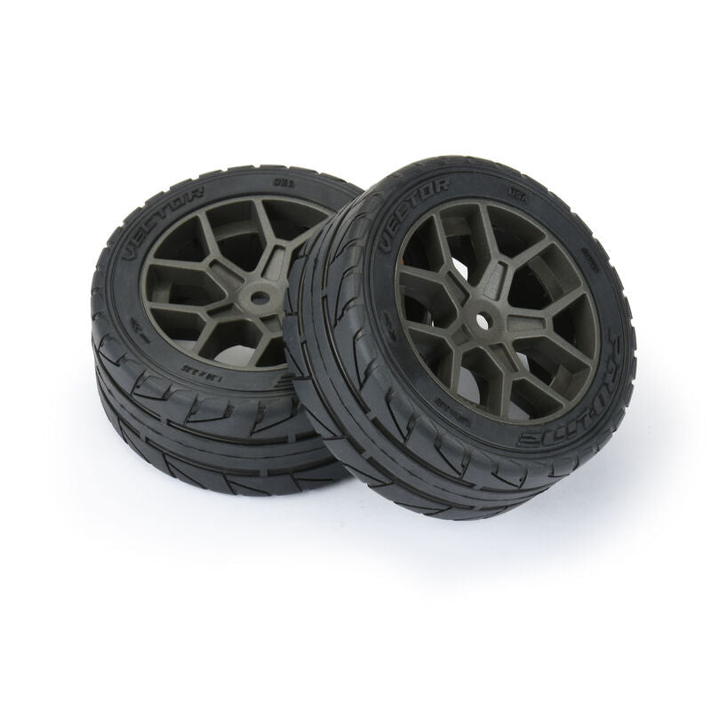 1/8 Vector S3 Front/Rear 35/85 2.4" Belted Mounted Tires, 14mm Gray: Vendetta - PRO1020410