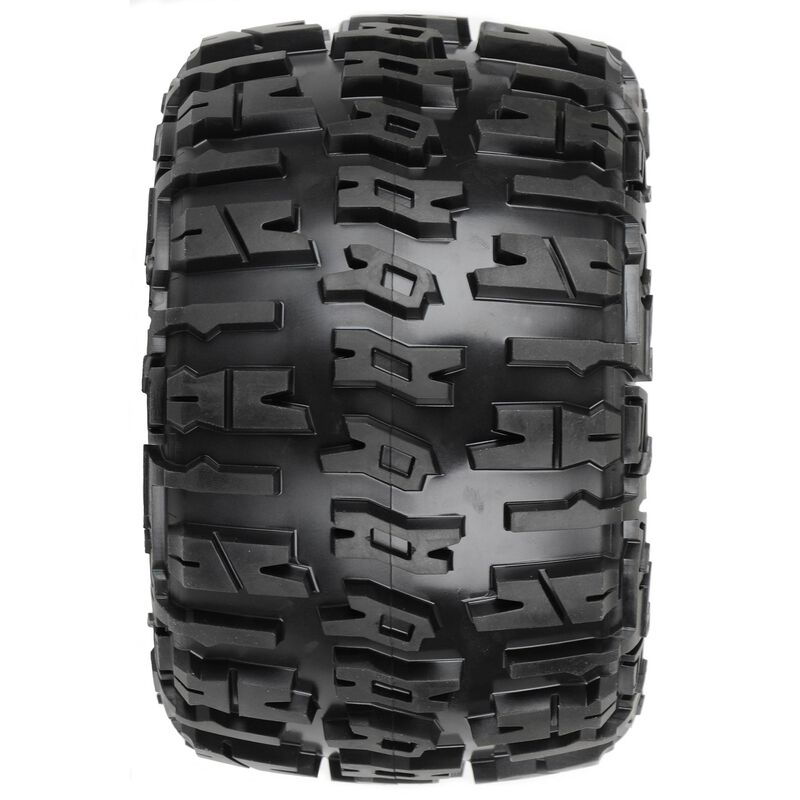 1/8 Trencher X F/R 3.8" MT Tires Mounted 17mm Blk Raid (2) - PRO118410