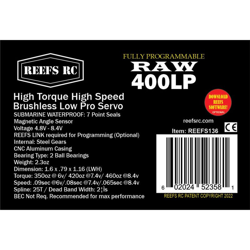 RAW 400 Standard Digital Metal Gear Waterproof Programmable Servo, Silver - SEHREEFS136