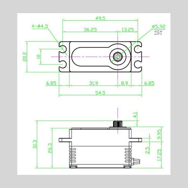 299:LP Low Profile Digital Metal Gear Waterproof Programmable Servo, Black - SEHREEFS24