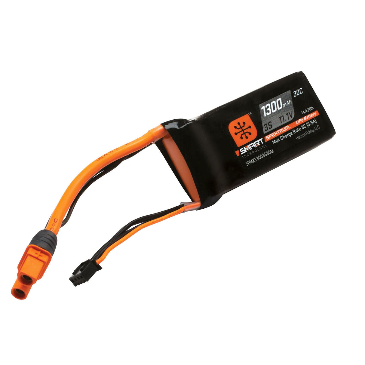 11.1V 1300mAh 3S 30C Smart LiPo Battery: IC3 - SPMX13003S30M