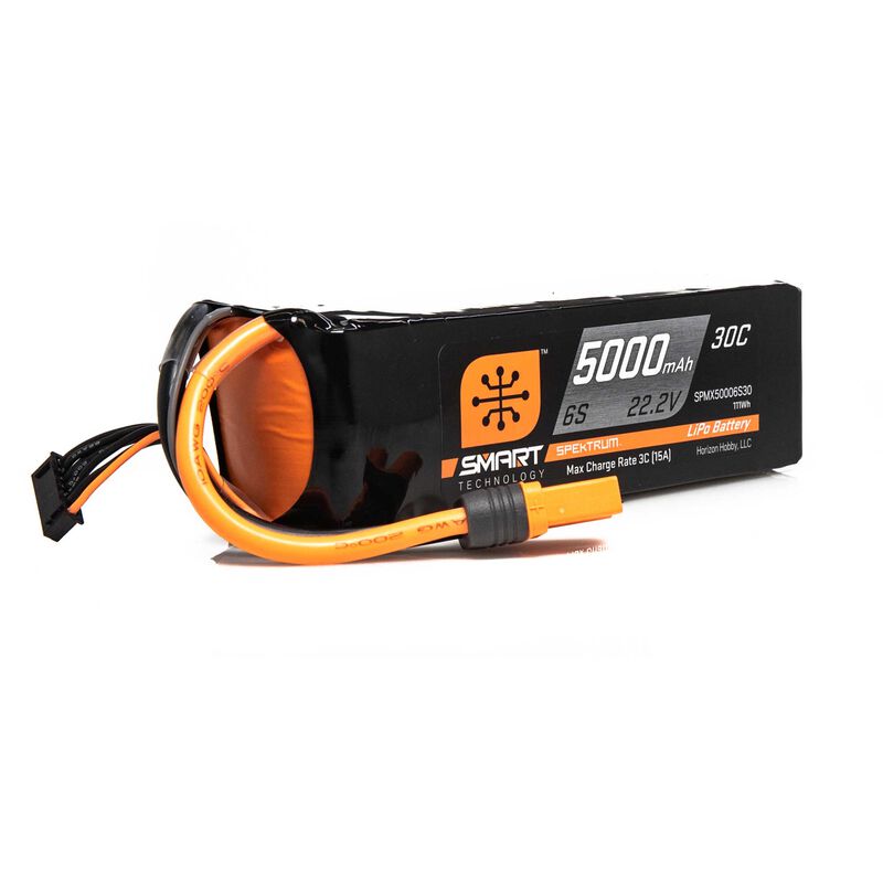 22.2V 5000mAh 6S 30C Smart LiPo Battery: IC5 - SPMX50006S30