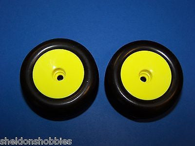 TEAM LOSI MINI-T FRONT WHEELS (YELLOW) & TIRES (PRE-GLUED) PAIR #LOSB1076