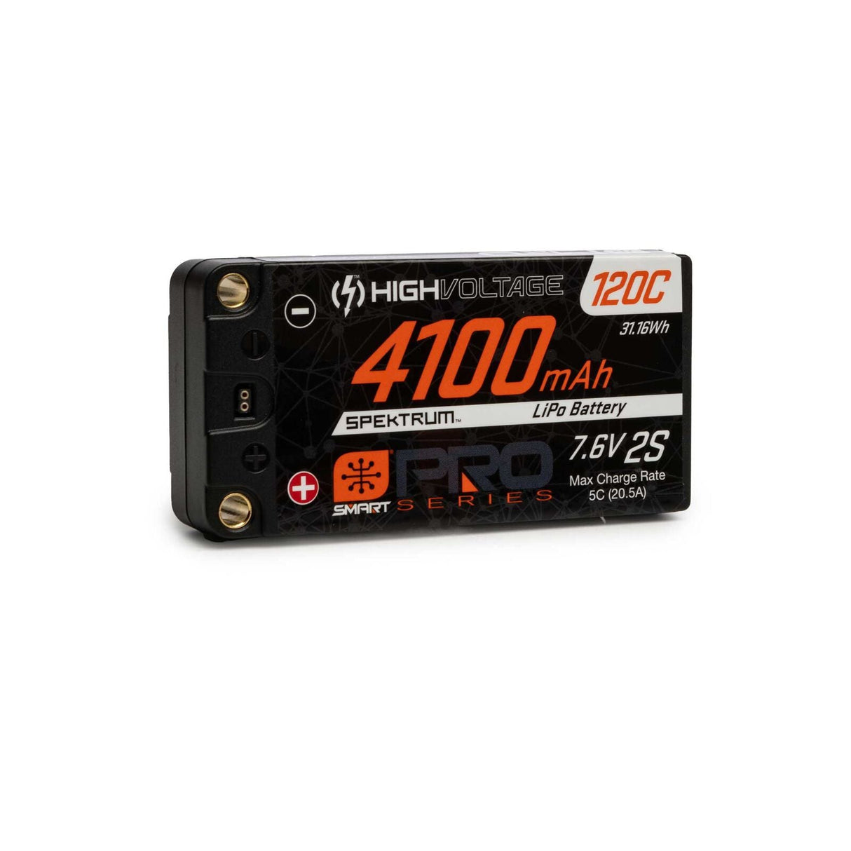 7.6V 4100mAh 2S 120C Smart Pro Race Shorty Hardcase LiHV Battery: Tubes, 5mm - SPMX412S120HT