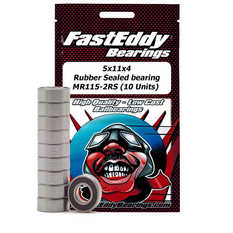 5x11x4 Rubber Sealed Bearing, MR115-2RS (10)