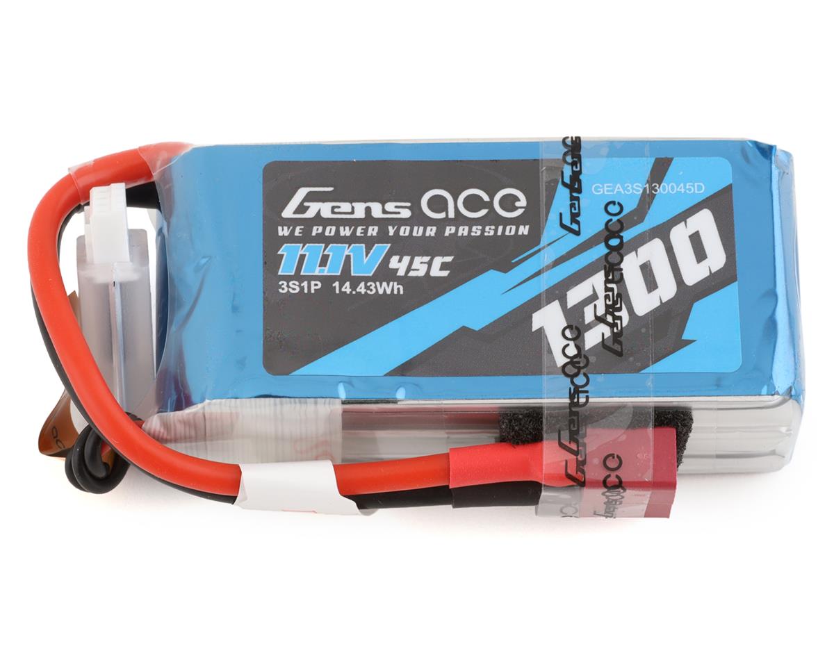 Gens Ace 3S LiPo Battery 45C (11.1V/1300mAh) w/Deans - GEA3S130045D