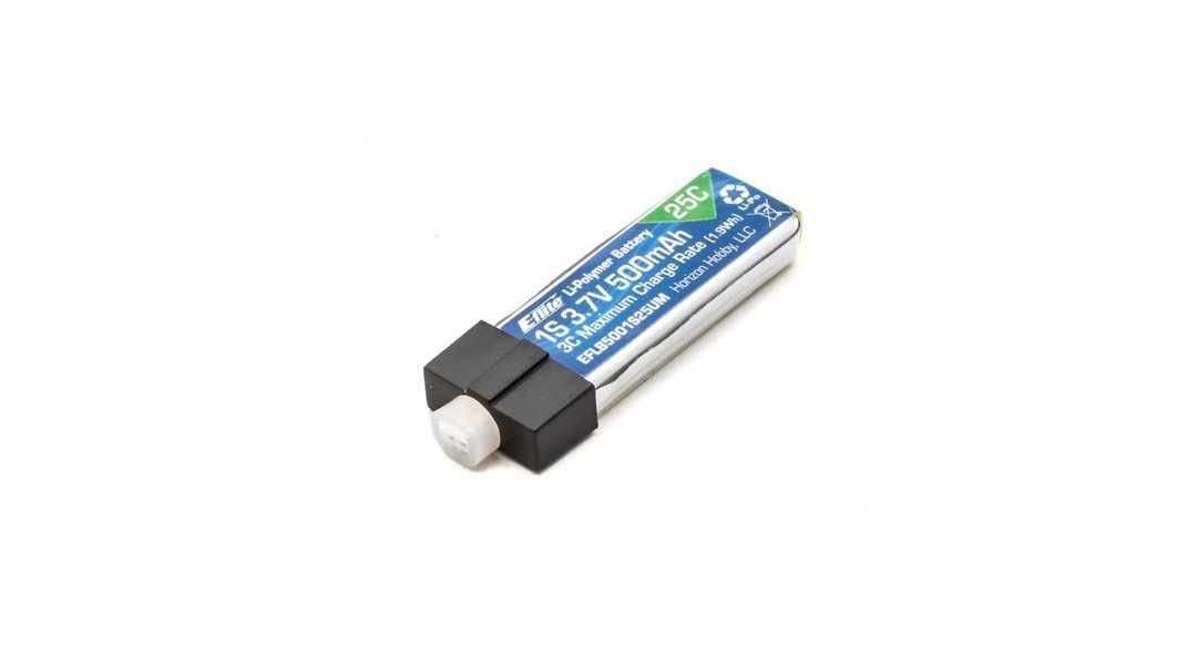 3.7V 500mAh 1S 25C LiPo, High Current UMX Connector (EFLB5001S25UM)