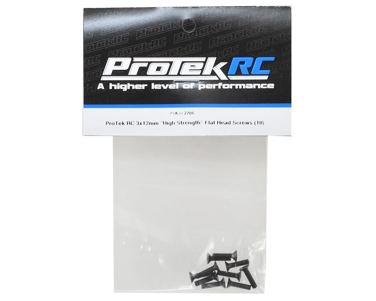 ProTek RC 3x12mm "High Strength" Flat Head Screws (10) - PTK-H-2204