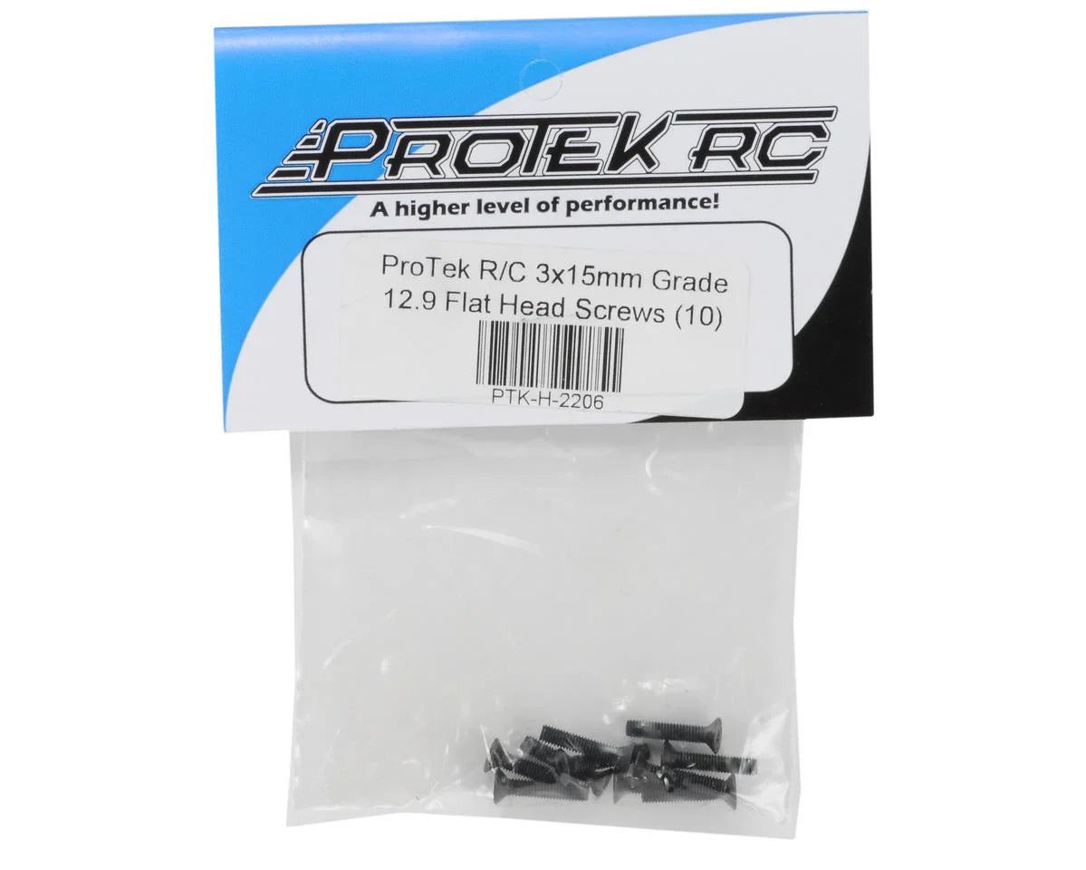 ProTek RC 3x15mm "High Strength" Flat Head Screws (10) - PTK-H-2206