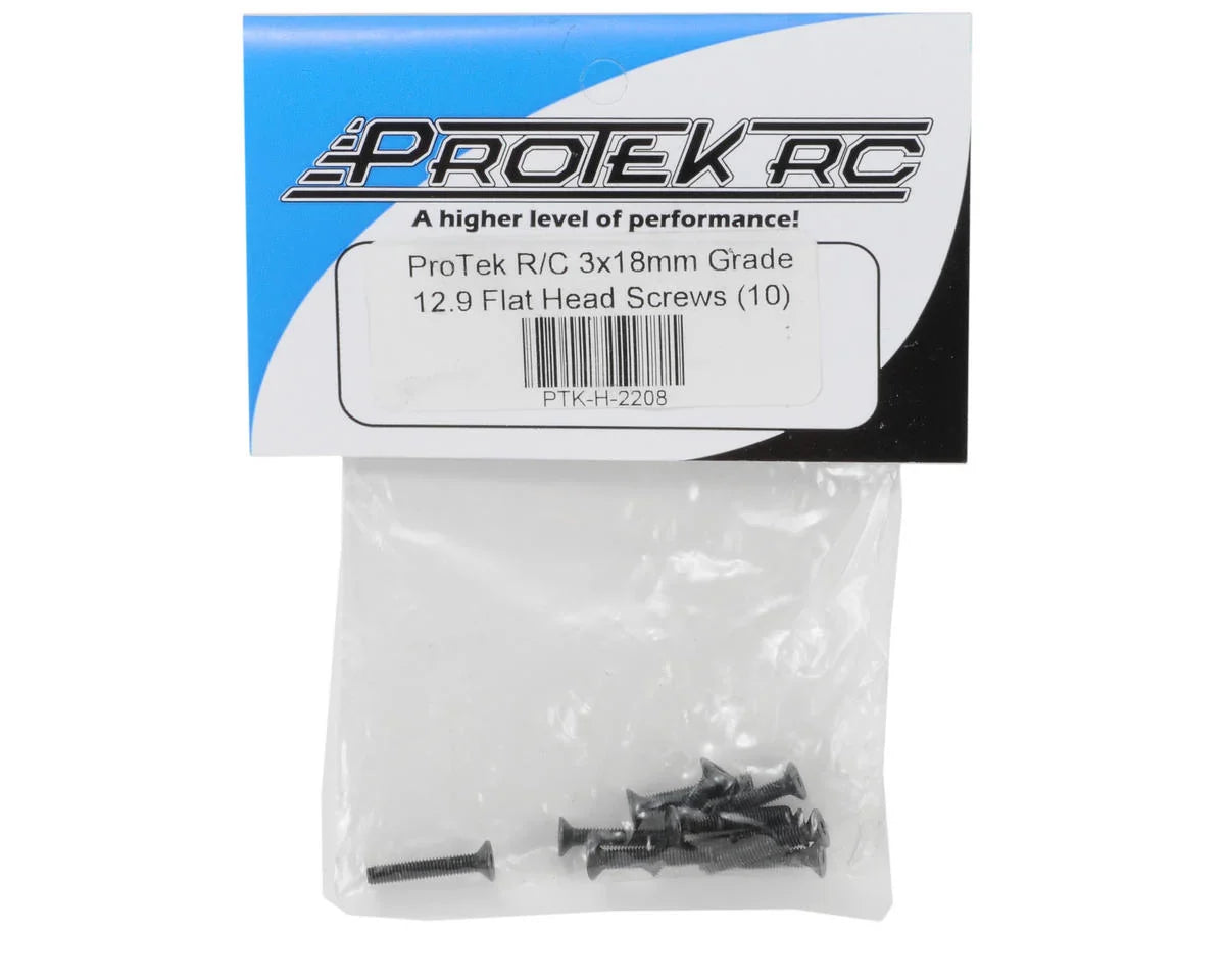 ProTek RC 3x18mm "High Strength" Flat Head Screws (10) - PTK-H-2208