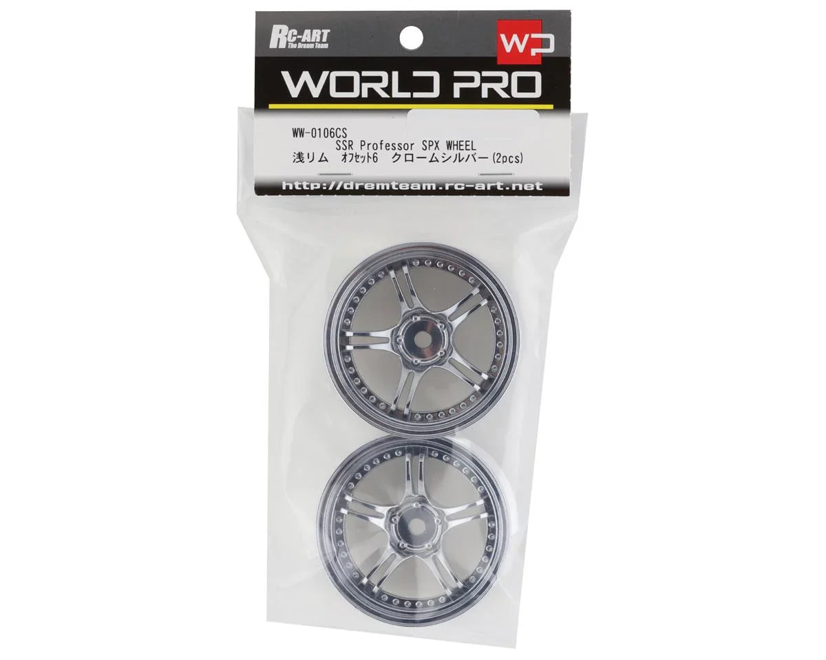 RC Art SSR Professor SPX 5-Split Spoke Drift Wheels (Chrome Silver) (2) (6mm Offset) w/12mm Hex - RCA-ART-WW-0106CS