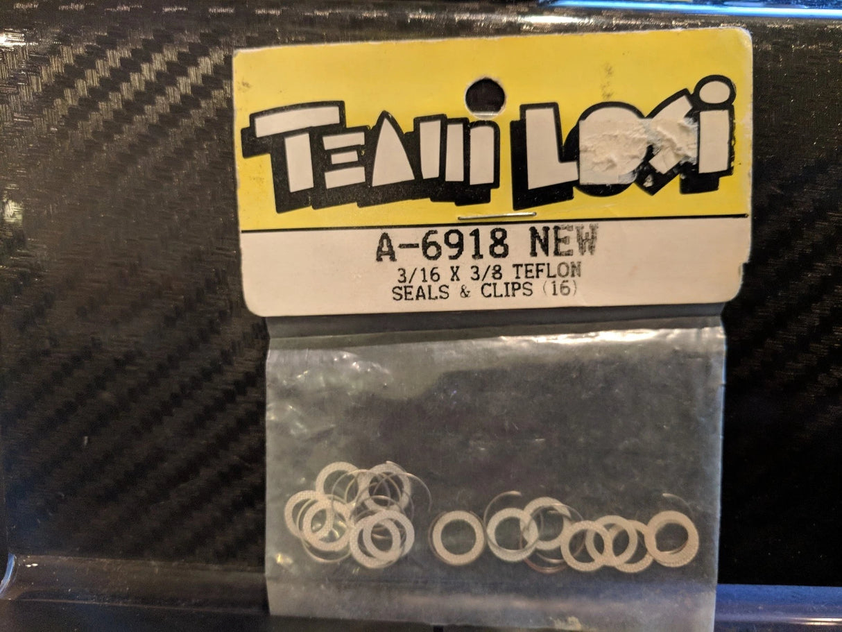 LOSA6918 NEW 3/16 X 3/8 TEFLON SEALS & CLIPS (16)
