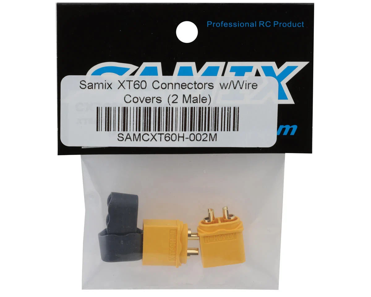 Samix XT60 Connectors w/Wire Covers (2 Male) - SAMCXT60H-002M