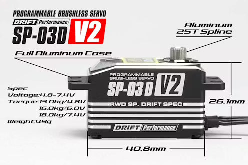 Yokomo SP-03D Version 2 Drift Brushless Steering Servo (Black)