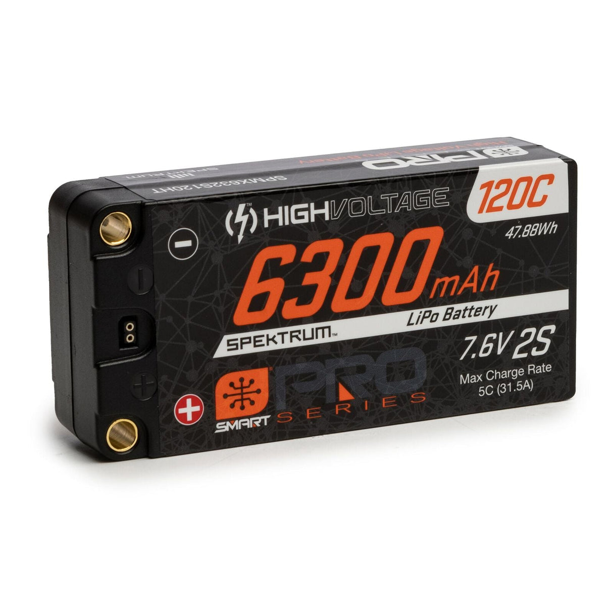 7.6V 6300mAh 2S 120C Smart Pro Race Shorty Hardcase LiHV Battery: Tubes, 5mm - SPMX632S120HT