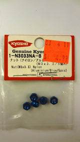 NUT (Nylon/Aluminium/Blue/M3x3.3/5pcs)