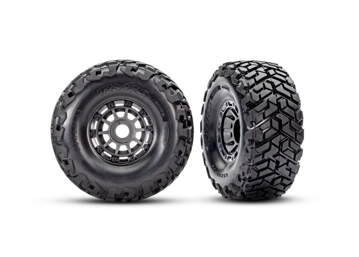Traxxas Gray Wheels w/ Maxx SC Belted Tires (2)