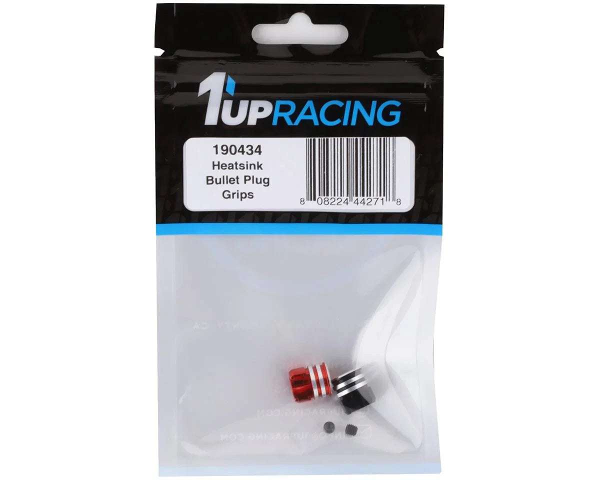 1UP190434 1UP Racing Heatsink Bullet Plug Grips (Black/Red) (Fits LowPro Bullet Plugs)