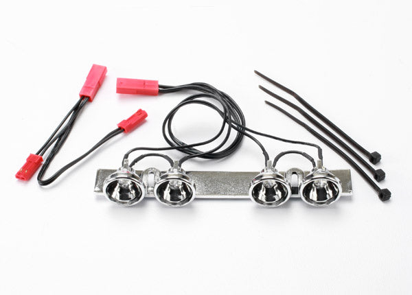 LED Lightbar, (chrome, fits Summit roll cage)/ light harness (4 clear lights)/ harness adapter - 5684