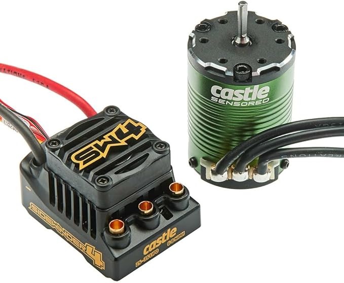 Castle Creations Sidewinder 4 Sensorless ESC & 1406 4600KV Brushless Motor Upgrade for 1/10 RC Vehicles Basher Edition, Black, Green CSE010-0164-01