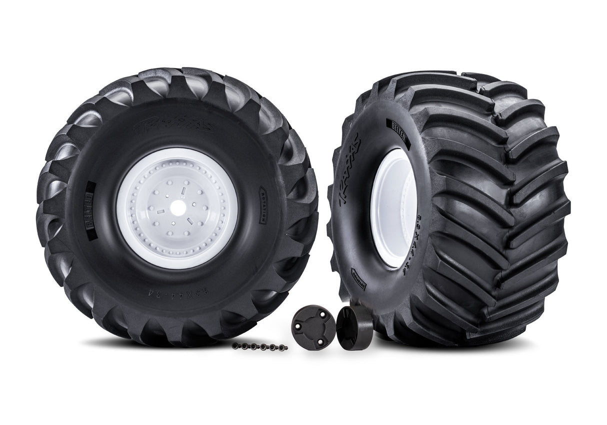 Traxxas White X-Monster Wheels w/ Terra Groove Tires (2)