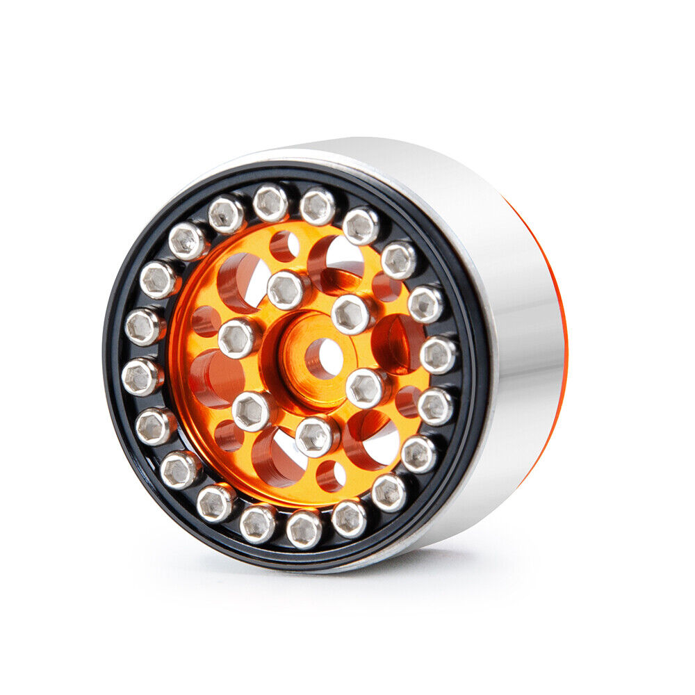 Axial SCX24 Aluminum Beadlock Rims Orange Black - TRC-113